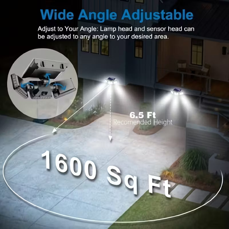 🌞💡Triple Lampe Murale Solaire 38W – Ultra Lumineuse – Détecteur de Mouvement – 3 Têtes Orientables – Imperméable IP65 🌧️🏡