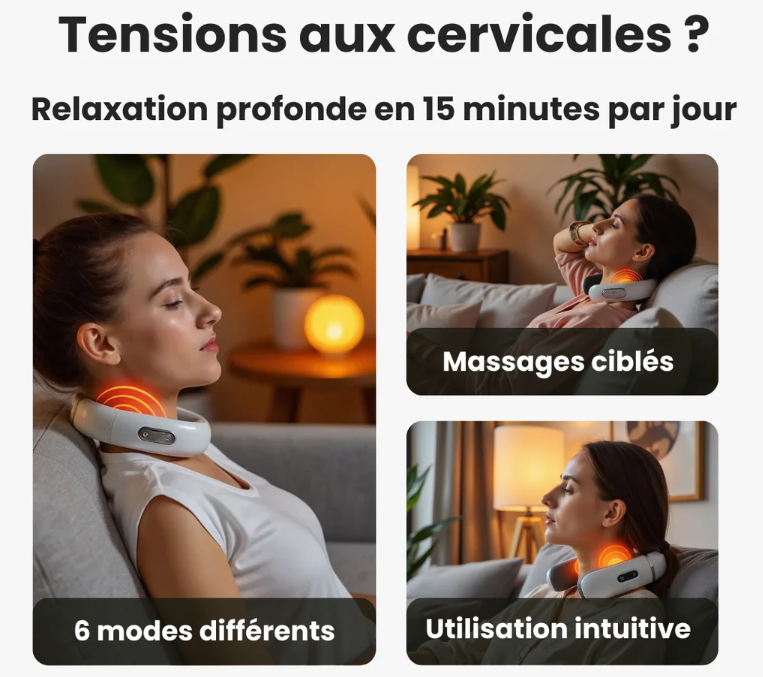 RelaxCou â Masseur cervical portable, chaleur douce & impulsions đ