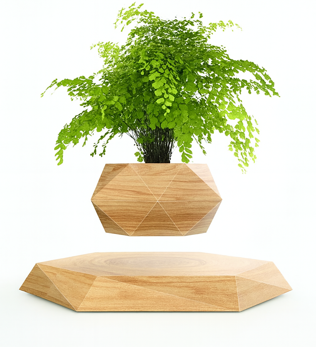 LéviPlante — Pot de fleurs lévitant 360° (anti-gravité), base magnétique prestige 🌿