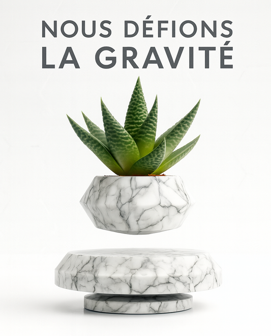 LéviPlante — Pot de fleurs lévitant 360° (anti-gravité), base magnétique prestige 🌿