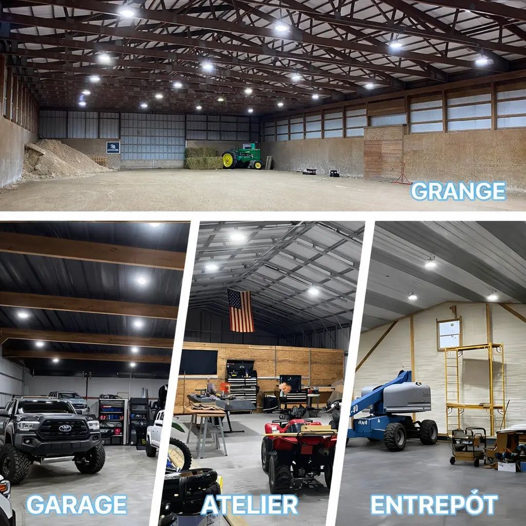 Projecteur LED industriel grande hauteur — Ultra Puissant | Dimmable 150W-300W | IP65 💡🏭 | Idéal pour grands espaces — Entrepôts, ateliers, garages, usines, hangars.