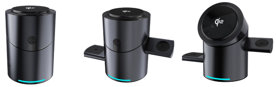 Orbit-Charge — Station 3-en-1 Qi2 auto-rotative pour smartphone, montre & écouteurs ⚡🔄📱⌚️🎧