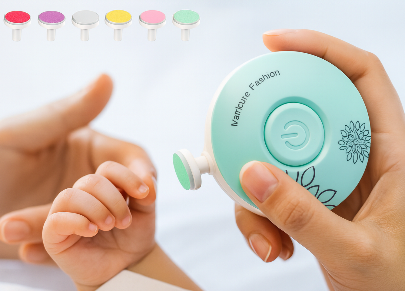 DouceLime — Lime électrique bébé 6 embouts par âge, silencieuse & format paume 🍼