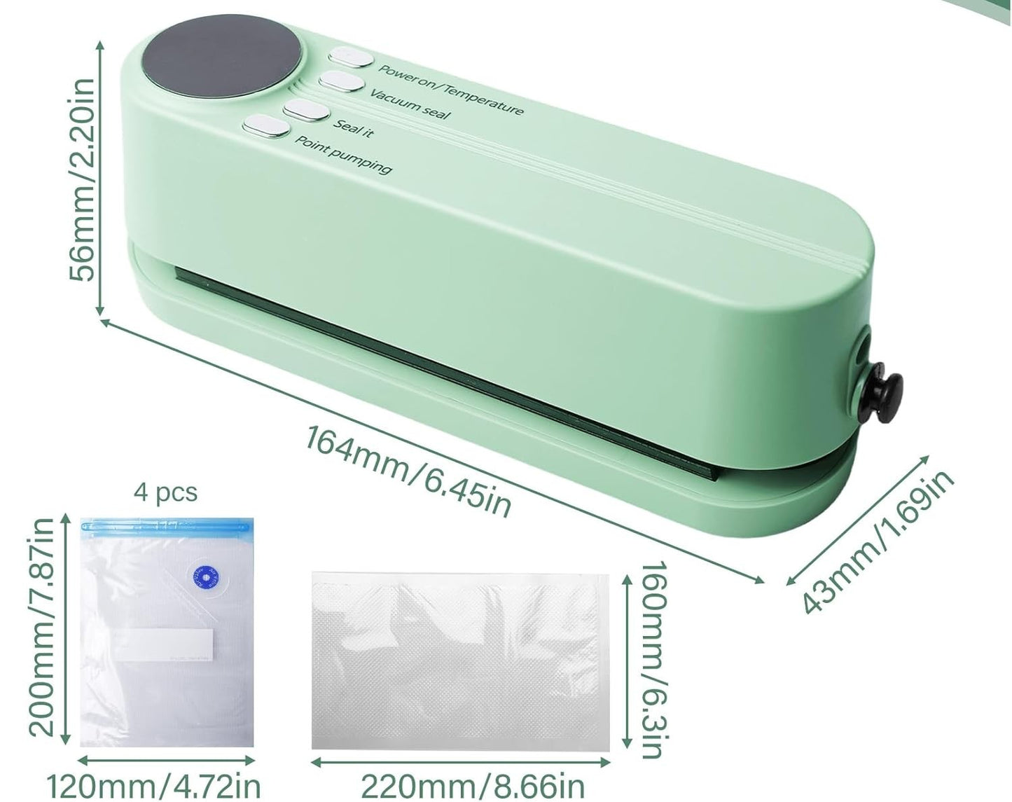 MiniSeal â Scelleuse sous vide 60 kPa, 3 modes, USB-C đ„