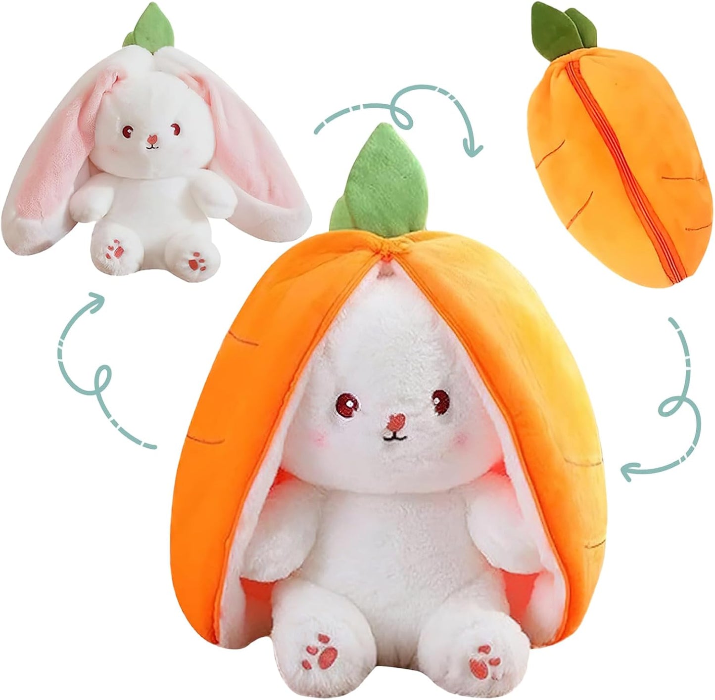 Lapidoux — Peluche Lapin ↔ Oreiller carotte, grand format (50 cm) ultra-doux 🥕🐰