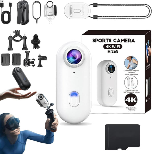 SportsCam 4K Pro — Mini Caméra 360°, résistante et étanche 🎥 (Fournie avec l’ensemble de ses accessoires)