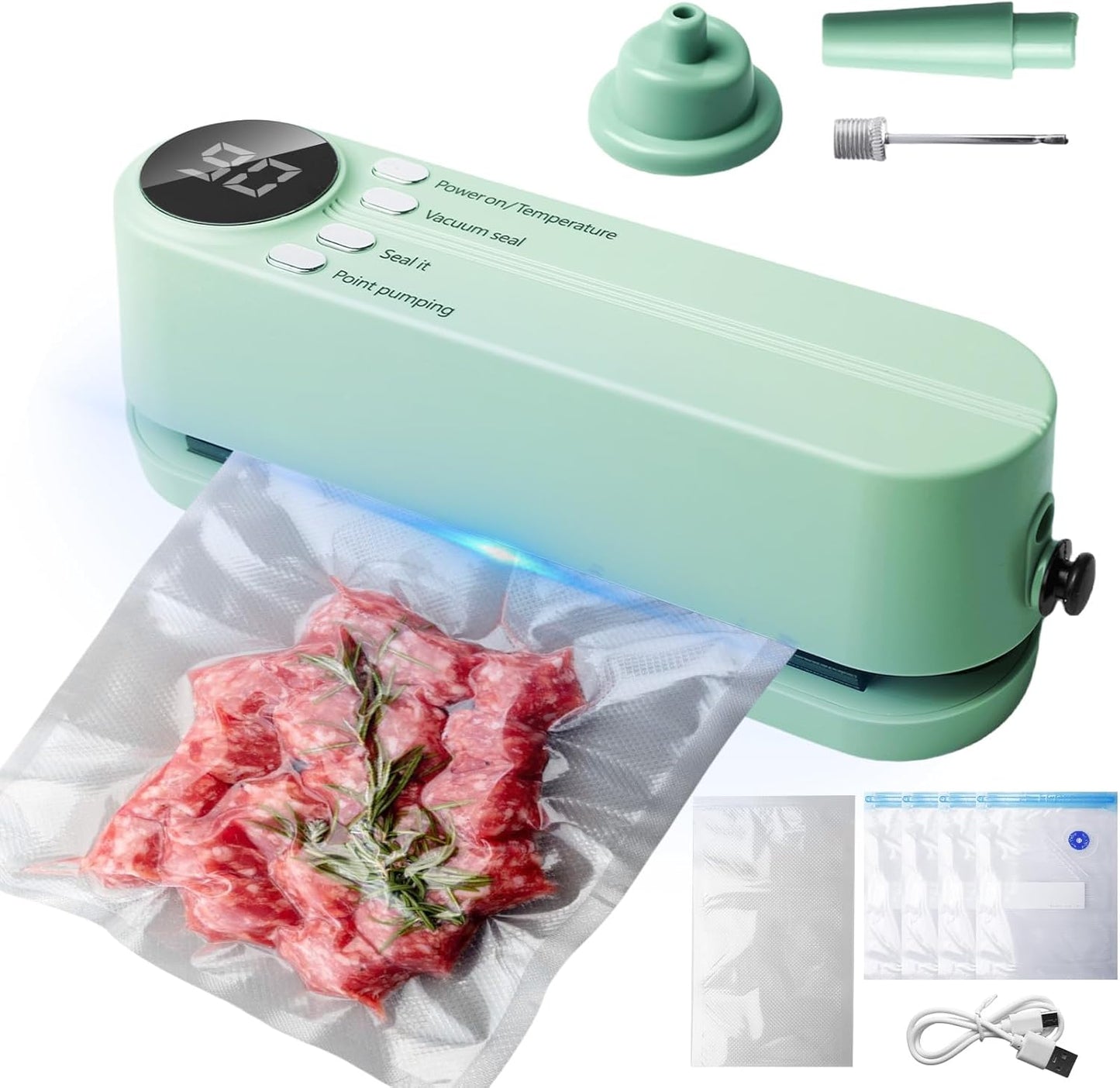 MiniSeal â Scelleuse sous vide 60 kPa, 3 modes, USB-C đ„