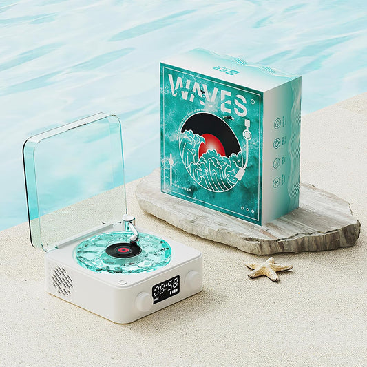 EchoVinyle — enceinte Bluetooth 5W rétro, vagues lumineuses & bruits blancs 🌊🎶