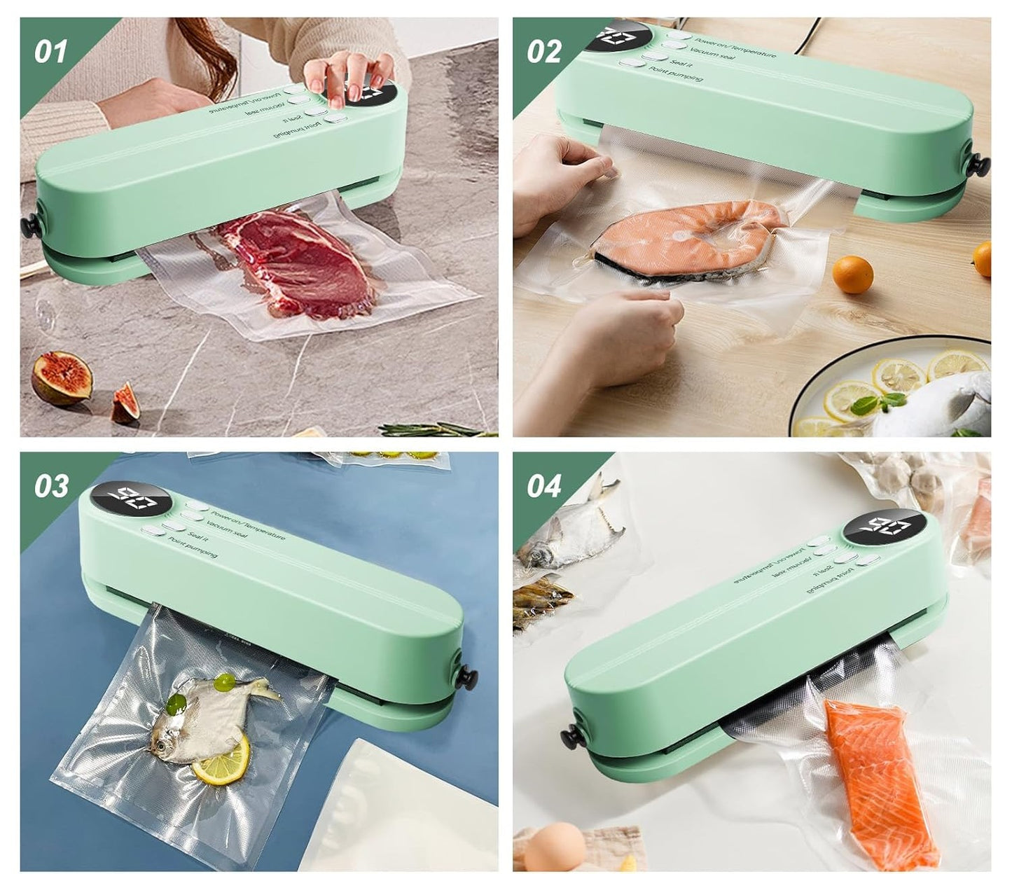 MiniSeal â Scelleuse sous vide 60 kPa, 3 modes, USB-C đ„