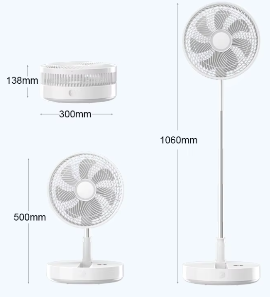 CoolFlex — Ventilateur pliable 180°, télescopique 36–106 cm, 4 vitesses 🌬️