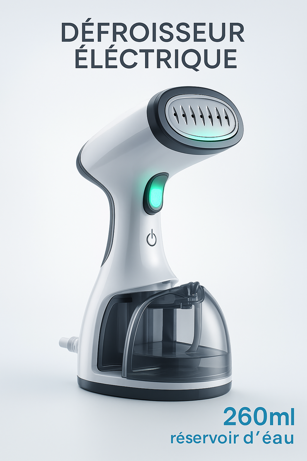 VapoLisse — Défroisseur à main 1100 W, prêt en 25 s, vapeur 12 min, réservoir 200 ml 🧥
