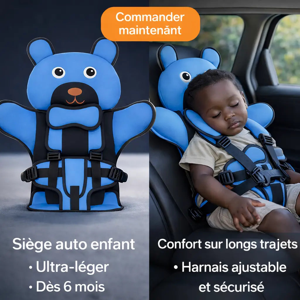Siège auto enfant portable ultra-léger | Fixation ceinture 3 points | Harnais réglable | Tissu respirant 🚗👶