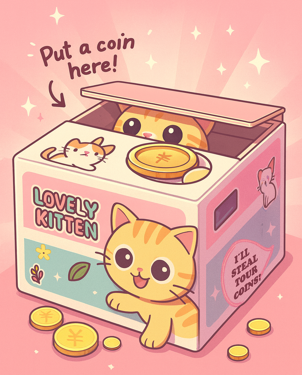 MinouBank â Tirelire interactive chaton, son et mouvement đ±đ°(fonctionne avec billet)