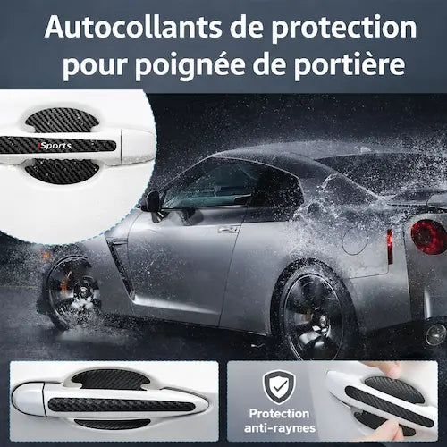 Protections PoignĂ©es de Porte Voiture | Effet fibre de carbone đâš