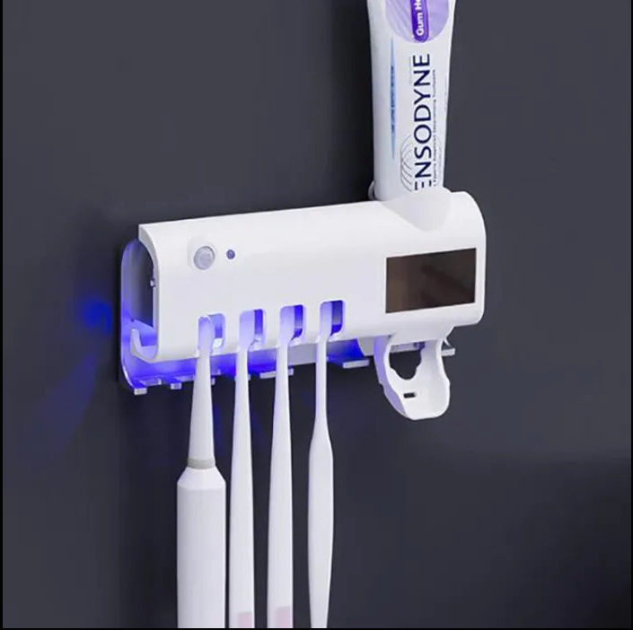 Porte-brosse à dents et distributeur de dentifrice automatique avec stérilisateur UV