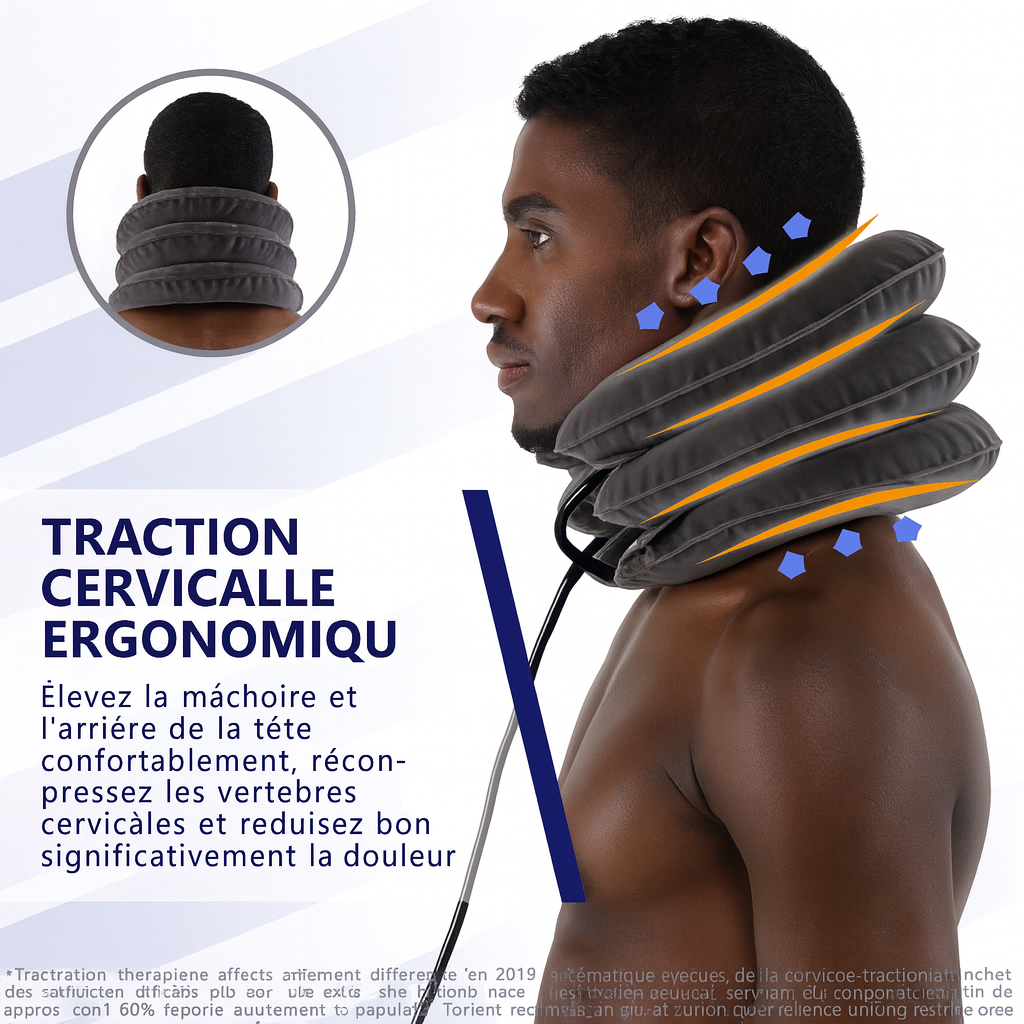 đ§ââïž Collier de traction cervicale gonflable â Soulage la nuque, ajustable & portable (tour de cou 30â43 cm)