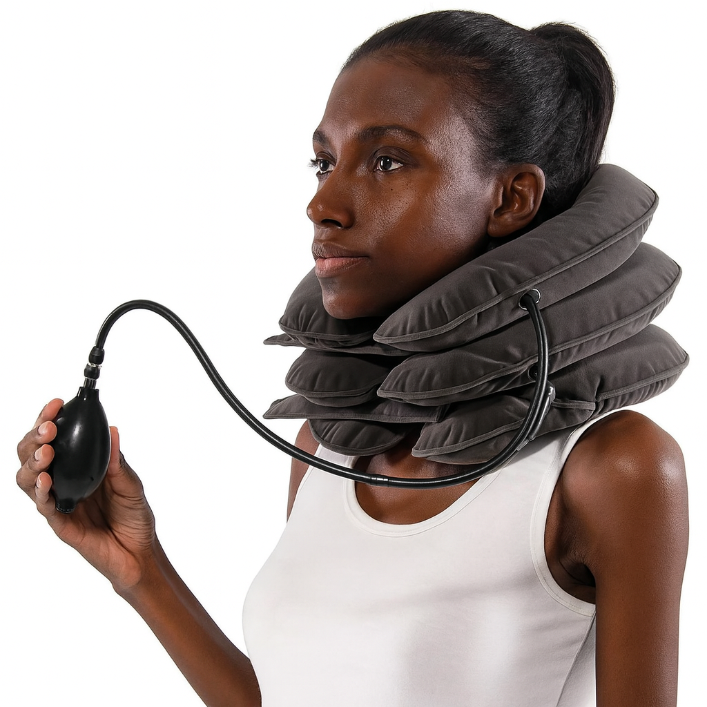 đ§ââïž Collier de traction cervicale gonflable â Soulage la nuque, ajustable & portable (tour de cou 30â43 cm)