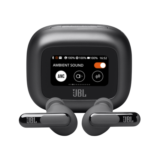🎧✨ JBL Live Beam 3 — Écouteurs sans fil avec boîtier de recharge intelligent à écran intégré 🧠📟, réduction de bruit adaptative 🔇, appels parfaits 📞🎙️ et autonomie jusqu’à 48 h 🔋⏳