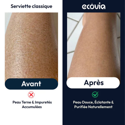 🛁✨ Serviette Exfoliante Douce & Antibactérienne 🙅🏿🦠  – LOT DE 2 – Peau Plus Lisse, Plus Saine, Plus Propre et Plus Lumineuse ✨ & Sans Impuretés 🌿💧
