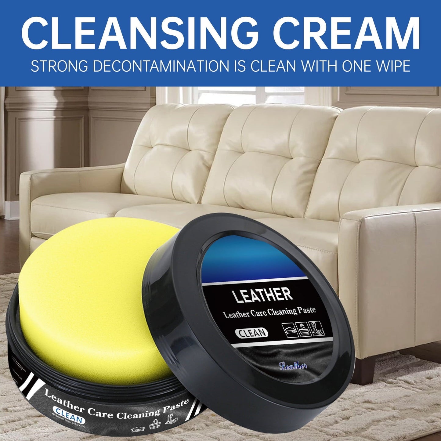 🧼✨ Lot de 2 Pâte Nettoyante Cuir 👞 & Tissus Multi-Usage 🛋️ – Lot de 2 (2 pièces pour 1 prix) – Sièges Auto, Canapé, Intérieur de Voiture & Plus ✨🚗