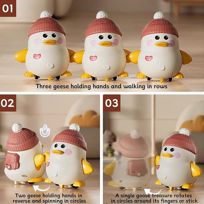 🦆🎶 Canard Marcheur Magnétique – 1 Maman Canard + 3 Canetons - Jouet Interactif Bébé & Enfant – Lumières, Musique & Attaches Magnétiques ✨👶