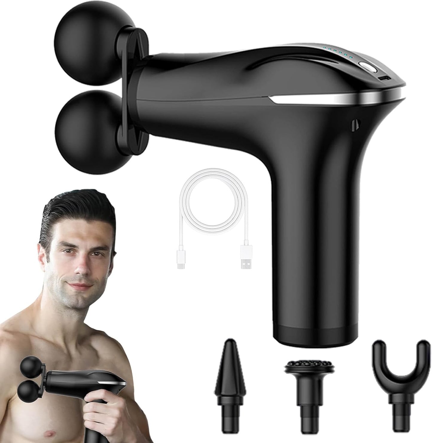 DuoRelax — Pistolet de massage 25 W, double tête, pour soulager douleurs musculaires ✨
