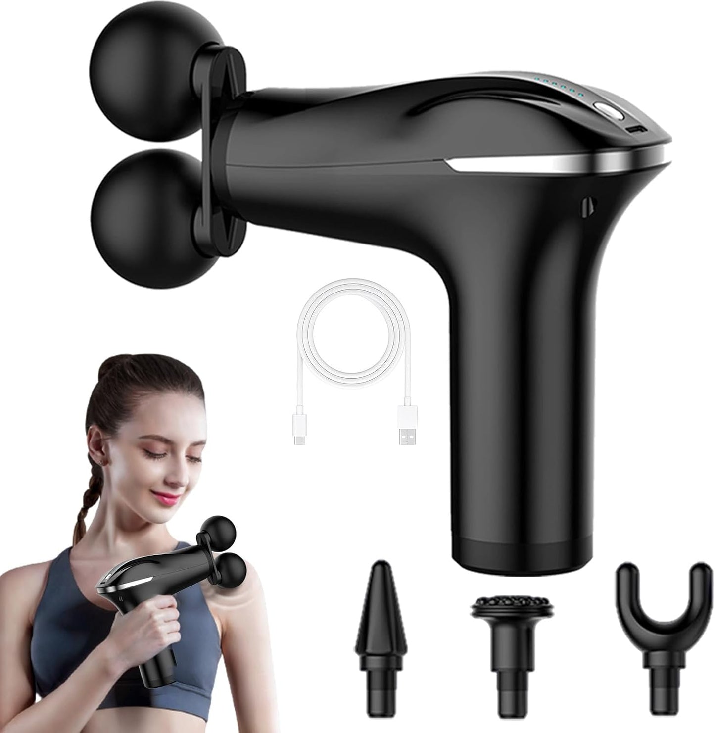 DuoRelax — Pistolet de massage 25 W, double tête, pour soulager douleurs musculaires ✨