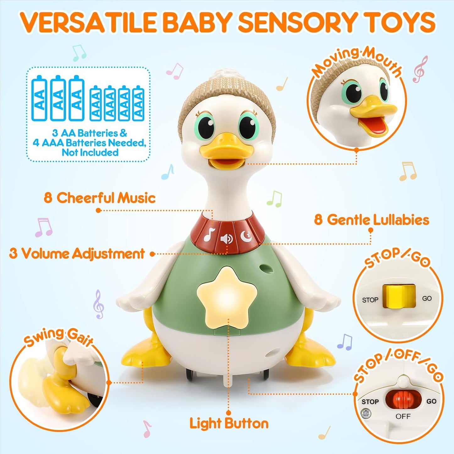 🦆🎶 Canard Marcheur Magnétique – 1 Maman Canard + 3 Canetons - Jouet Interactif Bébé & Enfant – Lumières, Musique & Attaches Magnétiques ✨👶