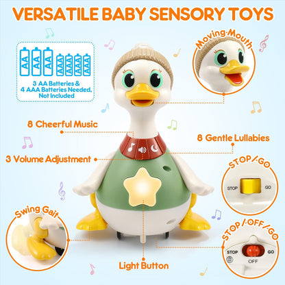🦆🎶 Canard Marcheur Magnétique – 1 Maman Canard + 3 Canetons - Jouet Interactif Bébé & Enfant – Lumières, Musique & Attaches Magnétiques ✨👶
