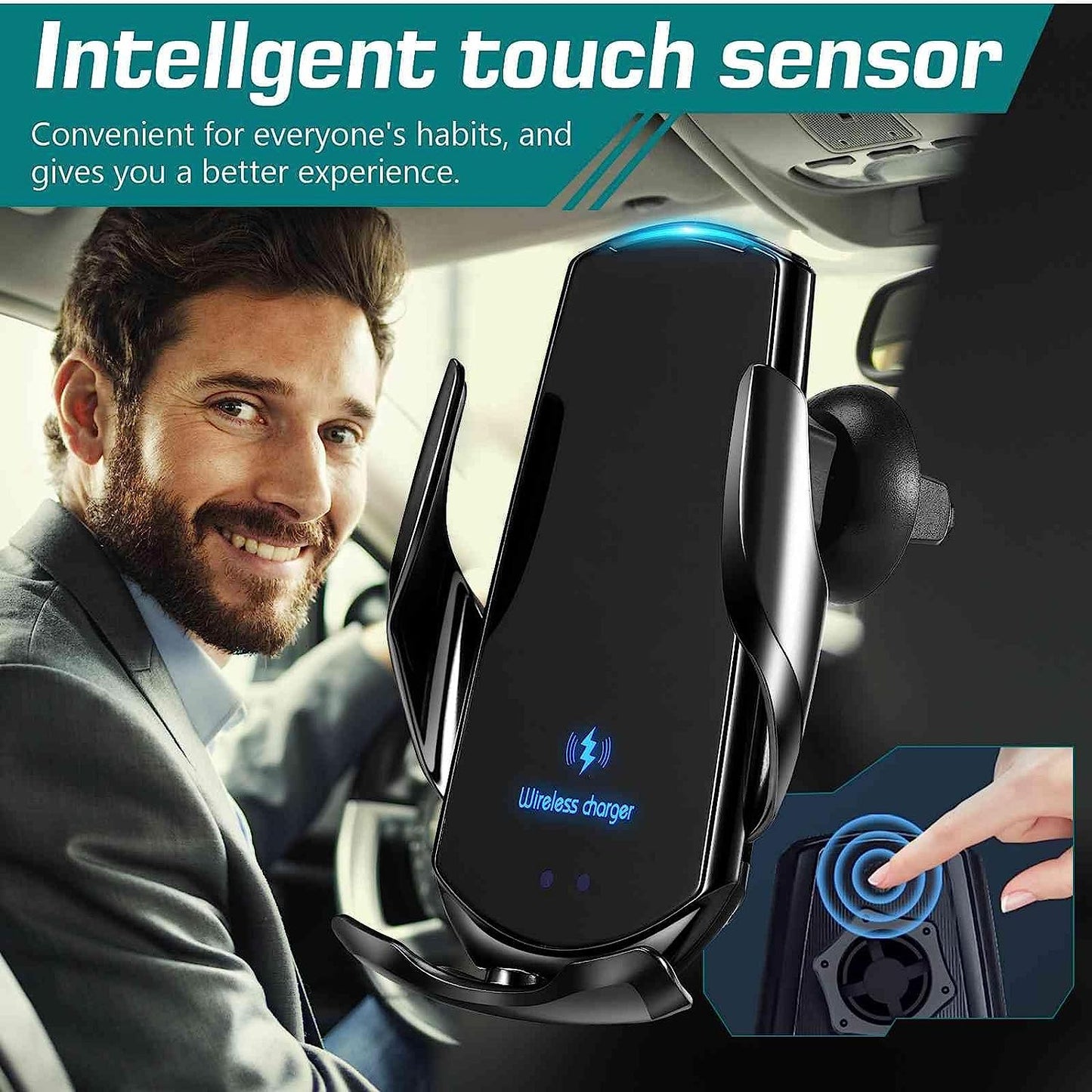 🚗📱⚡ Chargeur Sans Fil Voiture - Qi 15W FAST CHARGE ÉLECTROMAGNÉTIQUE – Support Téléphone Auto-Serrage à Capteur – Fixation Grille d’Aération (Noir) 🔥🔒