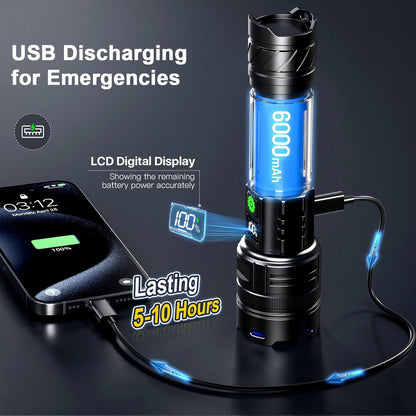 🔦💥 Lampe Torche LED Ultra Puissante 75W–100W – Rechargeable USB – Longue Portée & Zoom Télescopique 🌙🚶♂️🔥 🚚 Livraison Gratuite partout à Conakry 🇬🇳