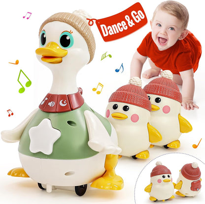 🦆🎶 Canard Marcheur Magnétique – 1 Maman Canard + 3 Canetons - Jouet Interactif Bébé & Enfant – Lumières, Musique & Attaches Magnétiques ✨👶