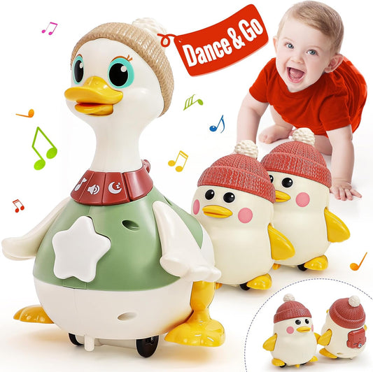 🦆🎶 Canard Marcheur Magnétique – 1 Maman Canard + 3 Canetons - Jouet Interactif Bébé & Enfant – Lumières, Musique & Attaches Magnétiques ✨👶