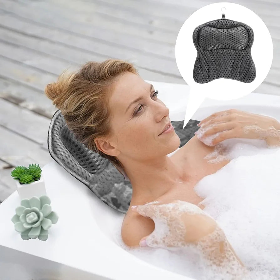 🛁✨ Oreiller de Bain Antidérapant 4D pour Baignoire – Soutien Tête Cou & Dos – Confort Spa à Domicile ⭐⭐⭐⭐⭐ Relaxation Totale