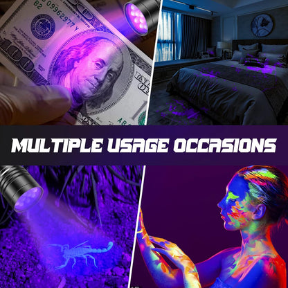 🔦💜 Lampe UV 365nm Portative – LOT DE 3 – Détection Professionnelle des Pesticides, Taches, Agents Fluorescents & Urine Animale 🐶🐱🥬🦂💵💎 🎁 1 article = 3 pièces ➜ tu achètes 1, tu reçois 3 lampes UV (2 offertes)