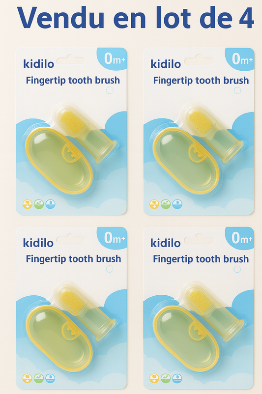 lot de 4 babyBrosse — Brosse à dents à doigt 100% silicone, 0m+ 🍼🦷