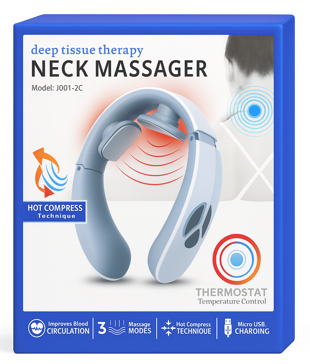 RelaxCou — Masseur cervical portable, chaleur douce & impulsions 🔄