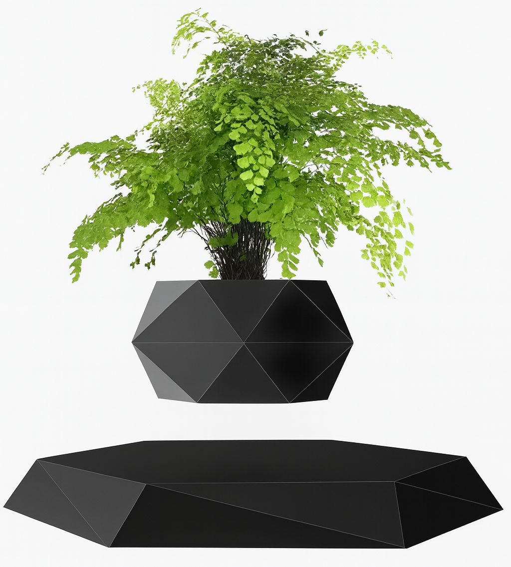 LéviPlante — Pot de fleurs lévitant 360° (anti-gravité), base magnétique prestige 🌿