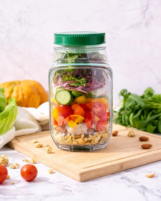 Pot à salade vertical avec trappe latérale + récipient à sauce séparé | Portable & hermétique 🥗
