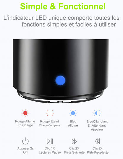 MiniVibe — Enceinte Bluetooth de poche 3 W, conduction de surface, 12 h d’autonomie 🔊
