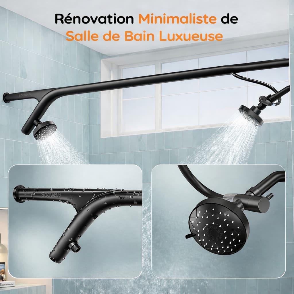🚿✨ Système de Douche Double Haute Pression pour Couple – Confort Partagé Expérience Spa à Domicile 💑