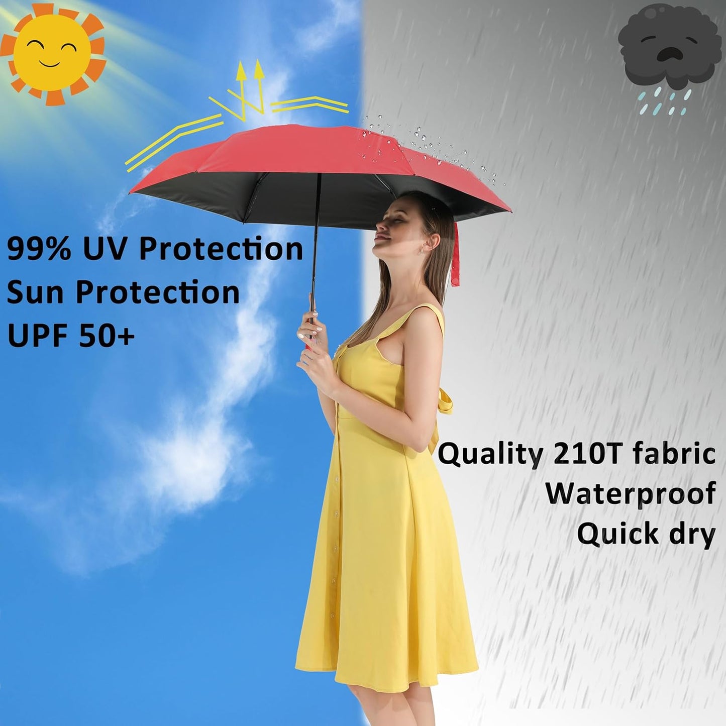 Parapluie Pliant Coupe-Vent Anti-UV Imperméable — Grand, Coloré, Durable — Idéal pour la météo de Conakry ☔🌧️