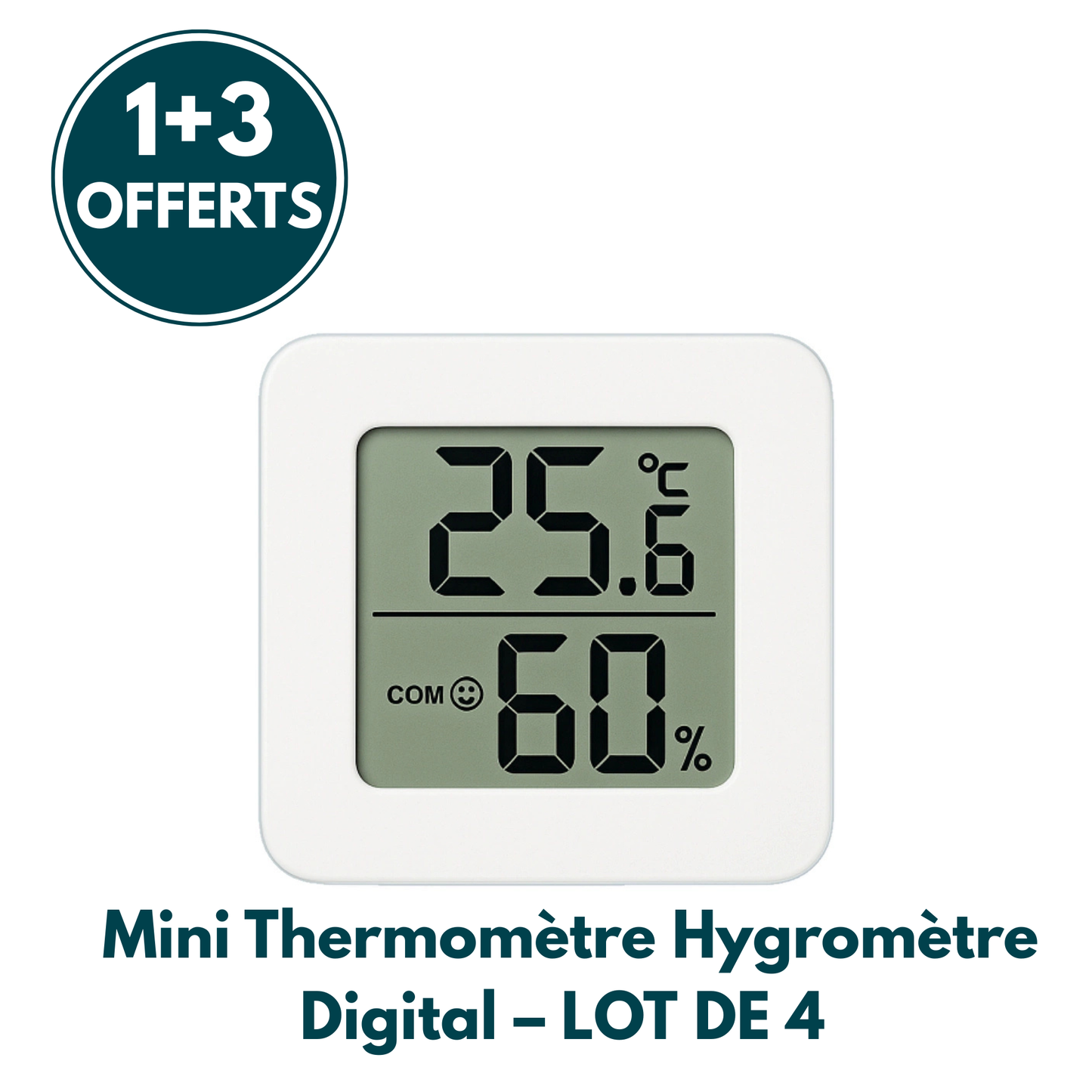 🌡️💧 LOT DE 4 Mini Thermomètre Hygromètre Digital – Multi-Placement (Cuisine, Chambre Bébé, Frigo, Salon…) – Mesure Précise Température & Humidité – Écran LCD – Compact & Élégant 🏡📊
