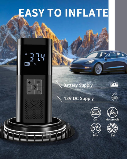 Compresseur 150 PSI — Double alimentation sans-fil & 12 V, écran LCD, arrêt auto 🔋🚗