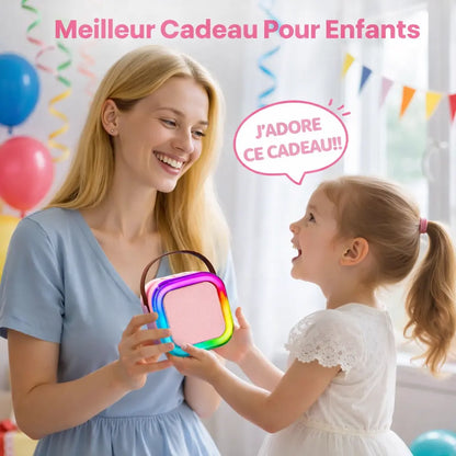 Enceinte Karaoké Portable K12 — 2 micros sans fil, lumières LED, effets changeur de voix 🎤✨