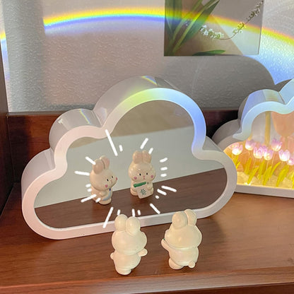 Lot de 2 Veilleuses Nuages Tulipes — miroir déco le jour, lampe cosy la nuit 🌷☁️✨