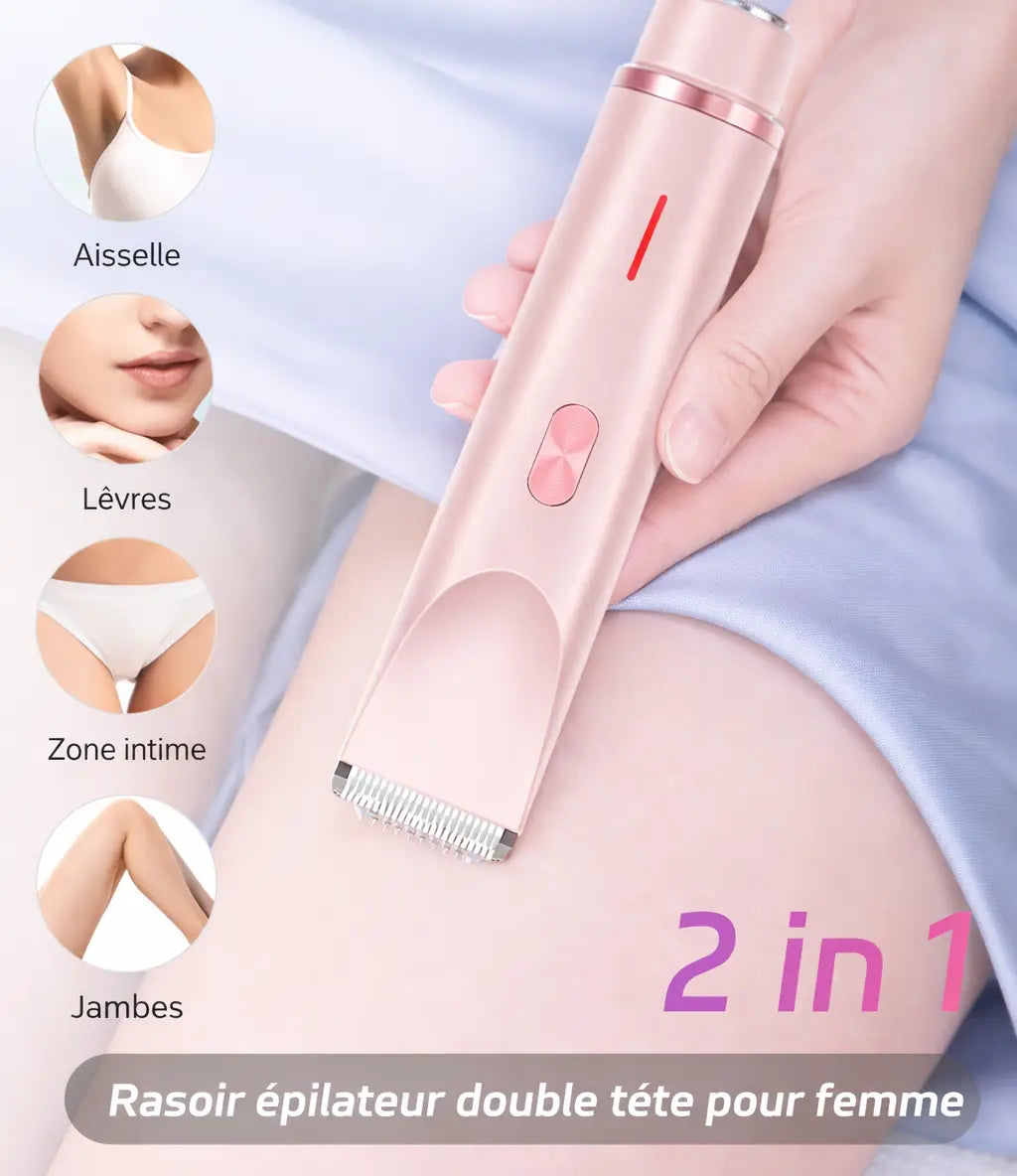 Tondeuse Électrique 2-en-1 Bikini & Visage — Double tête | Étanche | Recharge Type-C | LED ✨🪒