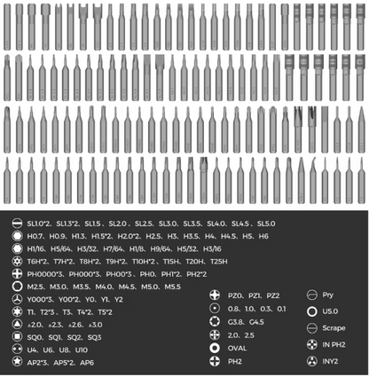 ProScrew — Tournevis de précision 126 en 1, acier CR-V, boîte cylindrique magnétique 🔧