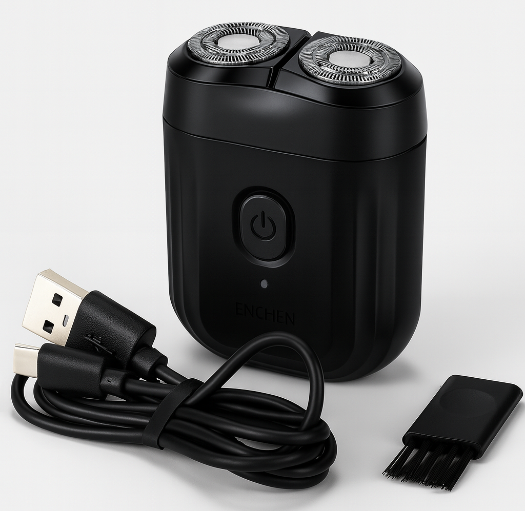 MiniShave — Rasoir de poche étanche, double tête flottante, USB-C 🔥
