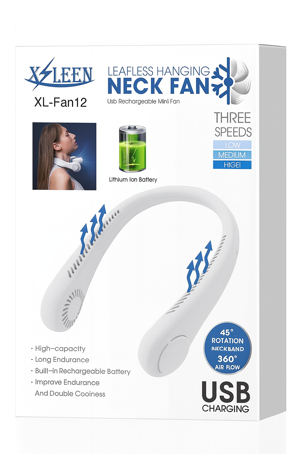 FreshNeck — Ventilateur de cou sans pales 360°, 3 vitesses, USB rechargeable 🌀